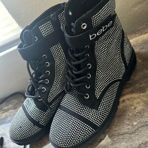 BEBE booties with rhinestones